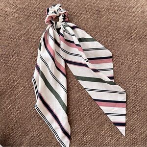 ICING/Claire’s Pink and Green Striped Long Tail Hair Scrunchie Scarf